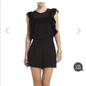 BCBGMAXAZRIA Women Size 0 Agnes Ruffled Short Sheer Back Romper